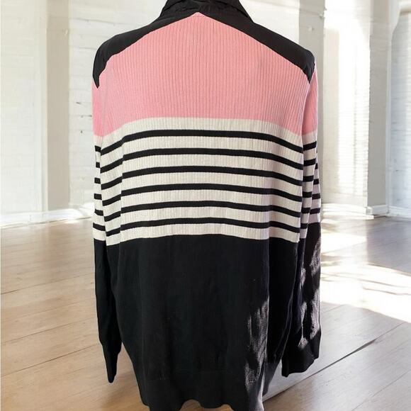 Lauren Ralph Lauren Striped & Color Blocked  Zip Up Cotton Sweater Size 3X - Picture 5 of 12